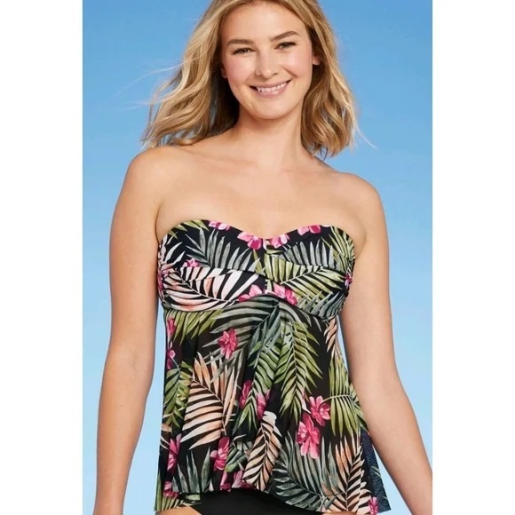 Kona Sol Swim Kona Sol Twistfront Bandeau Flyaway Tankini Top